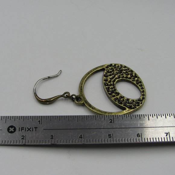 Odd Crater Style Dangle Earrings Vintage Costume - Picture 4 of 5